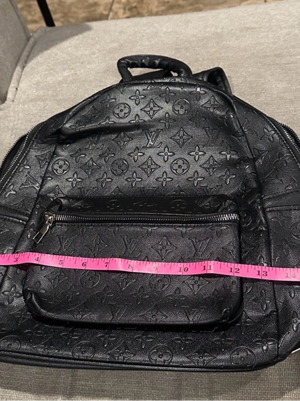 Embossed Monogram Black Backpack - Picture 4 of 11